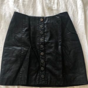 Free People Black Button Skirt